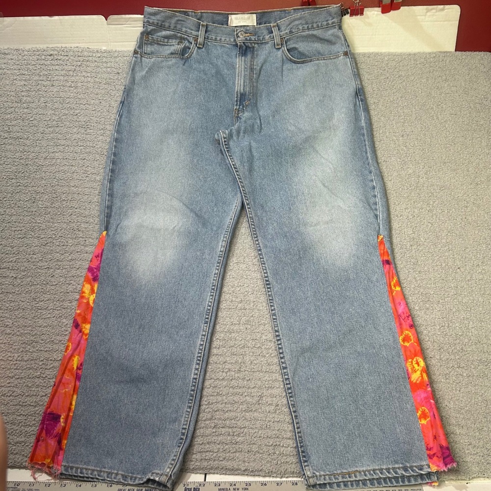 Levi's Jeans 550 Custom Flare W38 L30 Blue Boho Hippie Festival Y2K Streetwear